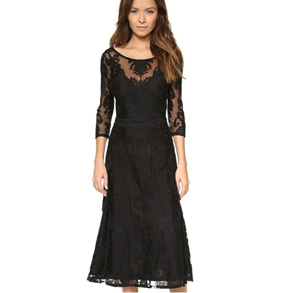 For Love and Lemons Black Lace Dress XS Fit & Flare Formal Wedding Guest
